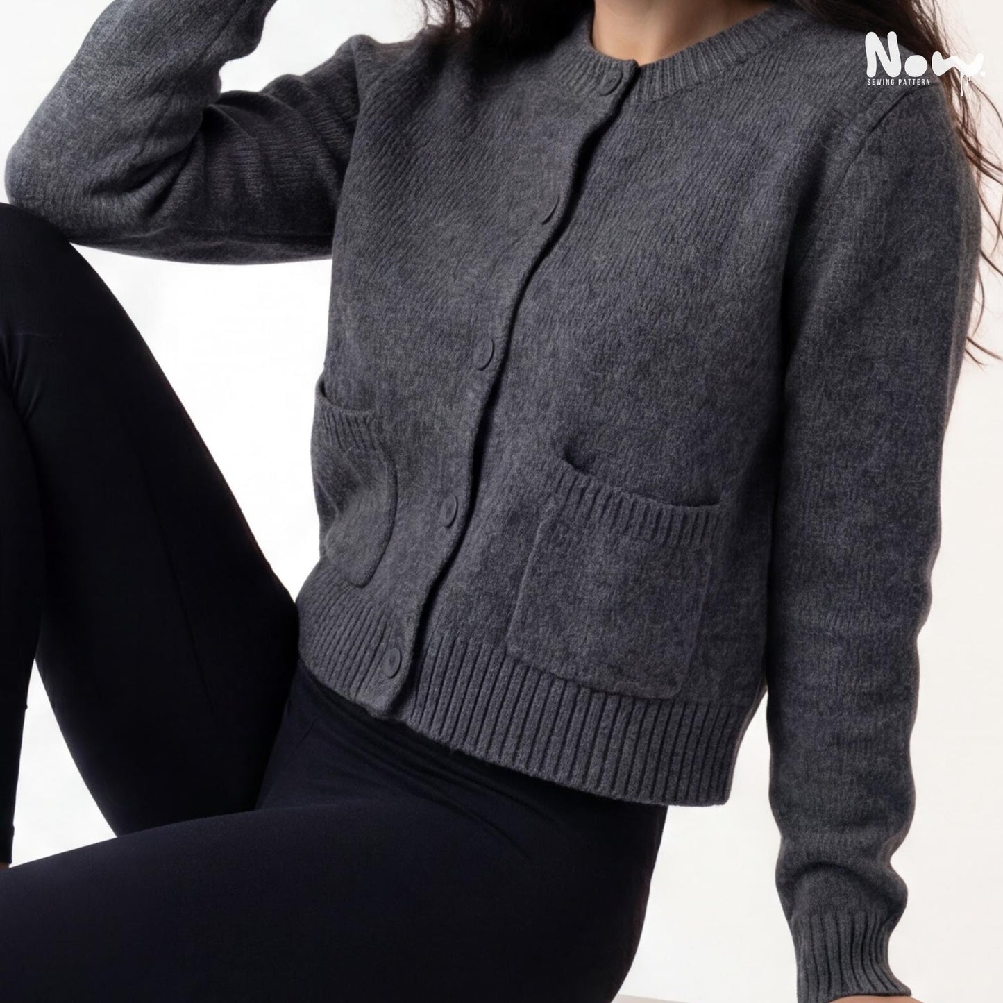Cropped Button Cardigan Pattern PDF